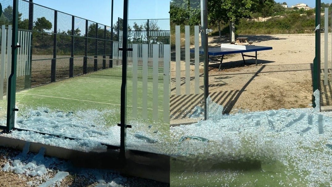 Ato de vandalismo nas quadras de Padel de Guardiola de Font-rubí.